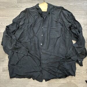 Vintage Visitor Black Silk Button Up Dress Shirt | Size L